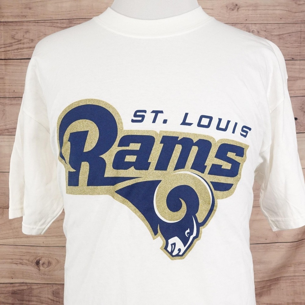 Vintage St Louis Rams Shirt Mens XL White NFL Football‎ Gildan Heavy Cotton Tee